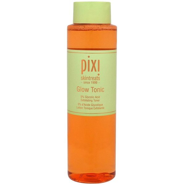71BEkkueHqL. SL1500 1 PIXI Glow Tonic is an exfoliating toner that helps to firm and tighten normal to dry, dull and ageing skin. The brightening tonic removes dead skin cells, leaving skin healthy and radiant-looking. Formulated with 5% Glycolic Acid, it hydrates the skin whilst Aloe Vera and Ginseng help to nourish during and treat. Expect a smooth and glowing complexion.