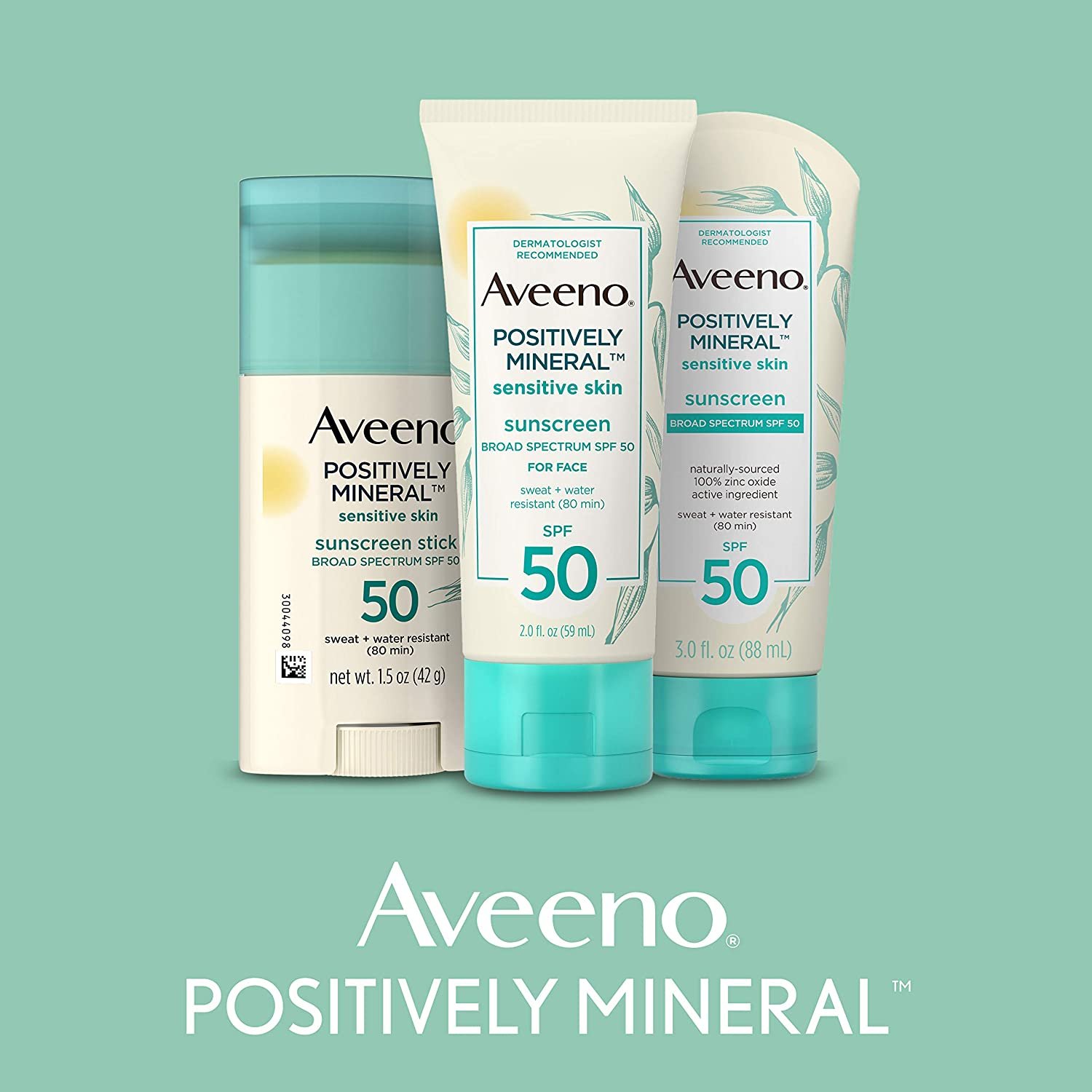 aveeno positively mineral sensitive skin sunscreen broad spectrum spf 50