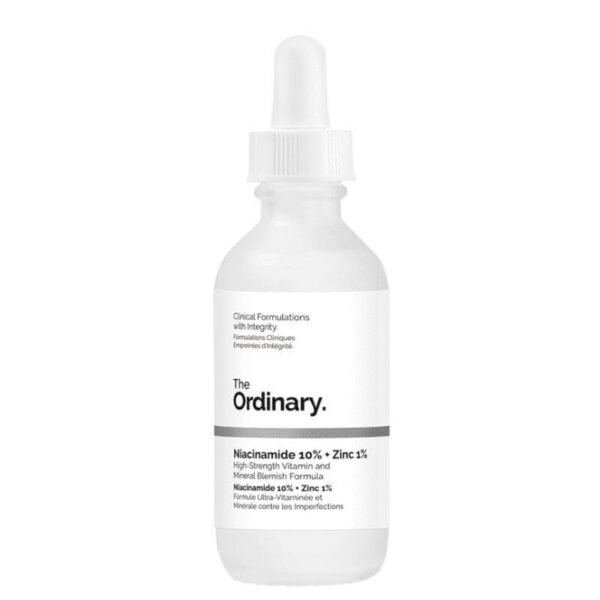 The Ordinary Niacinamide 10 Zinc 1 60ml 1 69810 Purify dull and congested skin with the Niacinamide 10% + Zinc 1% High Strength Vitamin and Mineral Blemish Formula from The Ordinary. Harnessing the powers of advanced science and high concentrations of vitamins and minerals, the lightweight serum infuses skin with an intense dose of Niacinamide (Vitamin B3), which has been proven to minimise the look of blemishes and discolouration. The addition of Zinc Salt balances the formula, helping to regulate sebum production for a visibly clearer and refined complexion.